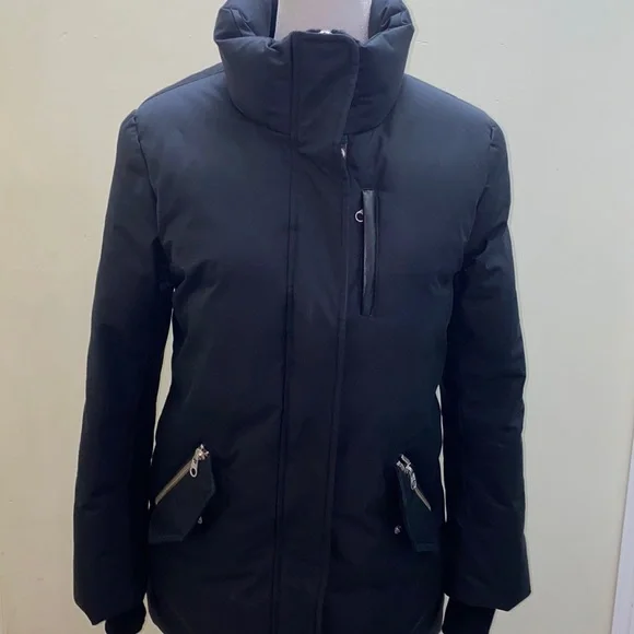 Mackage black parka luxurious down water-repellent rain windproof mid-length - Picture 2 of 15